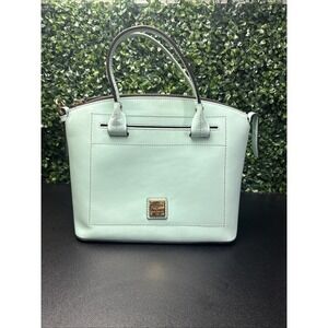 Dooney & Bourke Beacon Domed Satchel in pale blue smooth leather